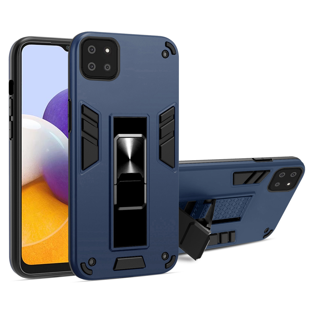 

Kickstand Design PC+TPU Hybrid Phone Case Cover Shell for Samsung Galaxy A22 5G (EU Version) - Blue, Galaxy A22 5G (EU Version)