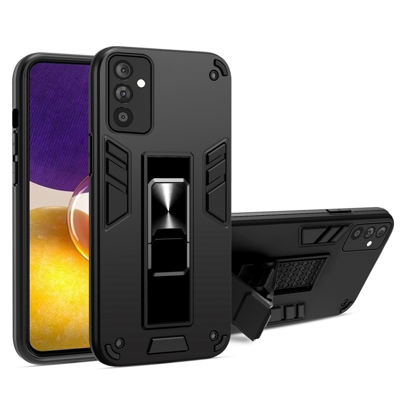 

PC+TPU Mobile Phone Case Cover Protector with Kickstand Magnetic Holder for Samsung Galaxy A82 5G - Black, Galaxy A82 5G