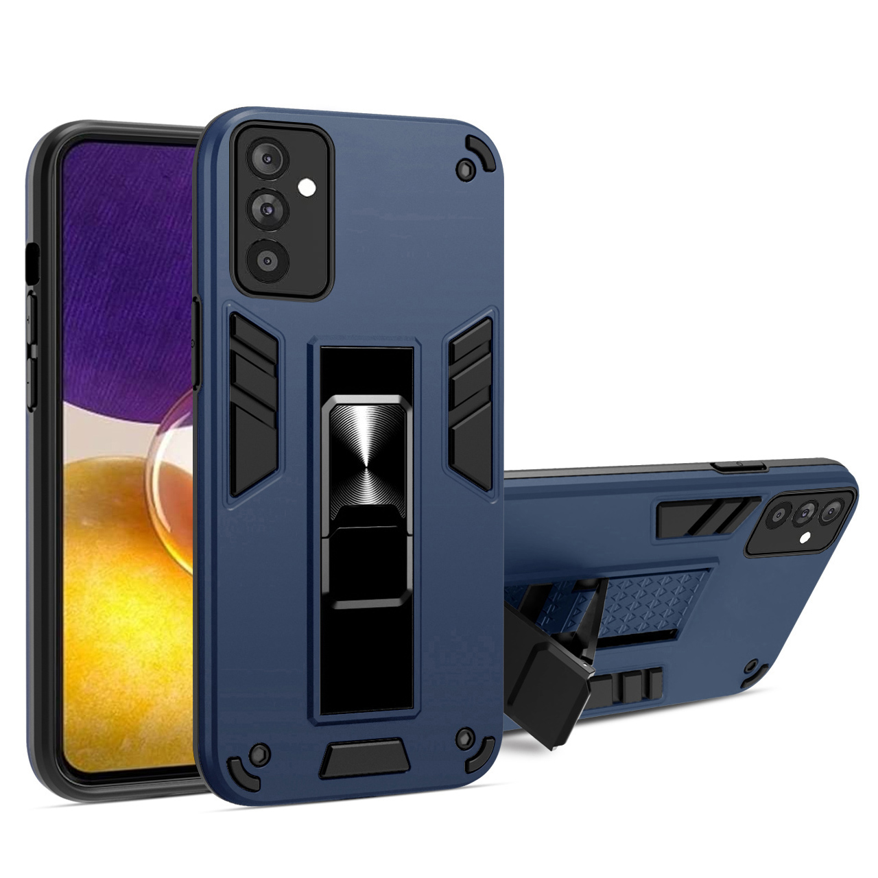 

PC+TPU Mobile Phone Case Cover Protector with Kickstand Magnetic Holder for Samsung Galaxy A82 5G - Blue, Galaxy A82 5G