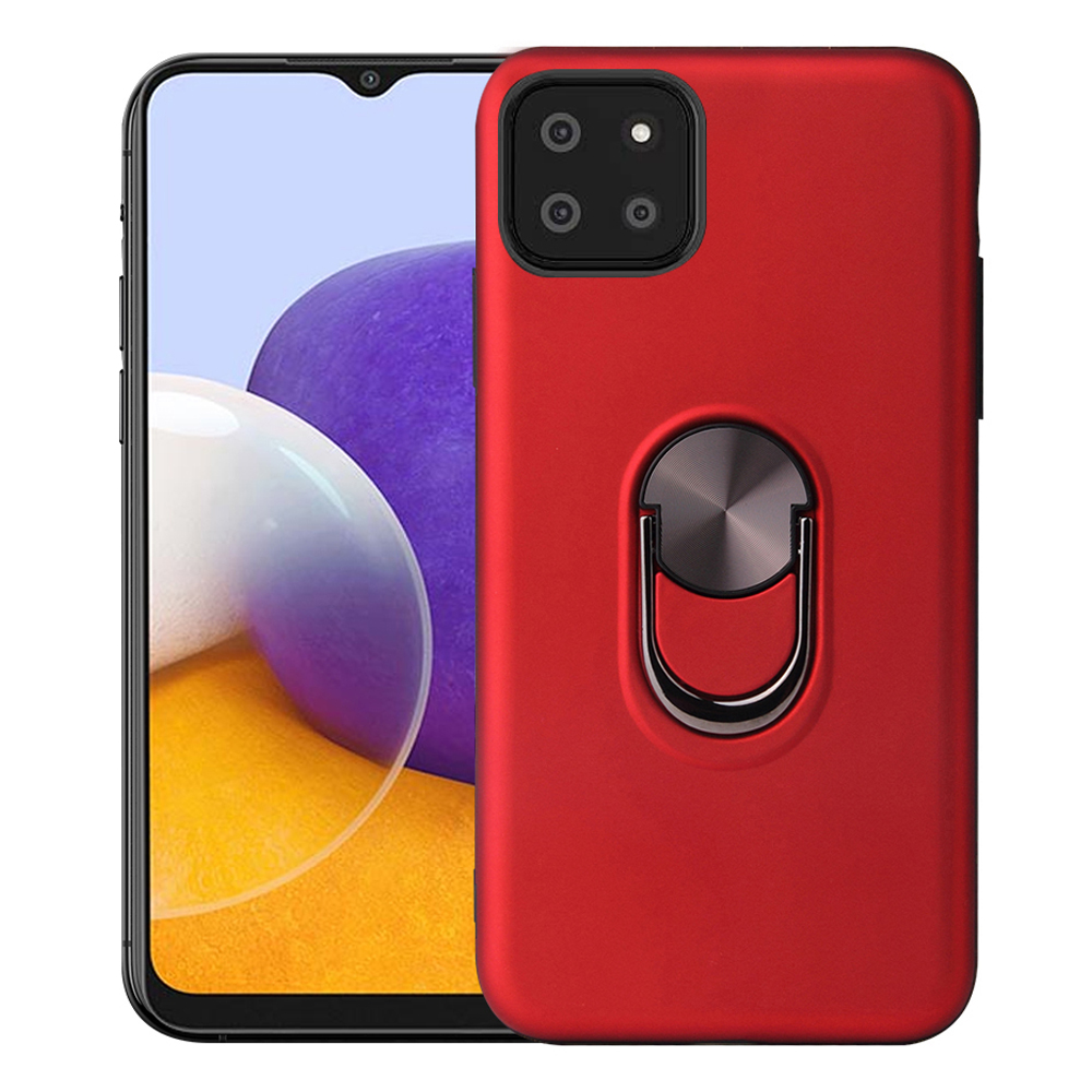 

Съемный Чехол 2-в-1 PC + TPU Combo Case с Подставкой Для Кольца Пальца Для Samsung Galaxy A22 5G (версия Eu) - Красный, Galaxy A22 5G (EU Version)