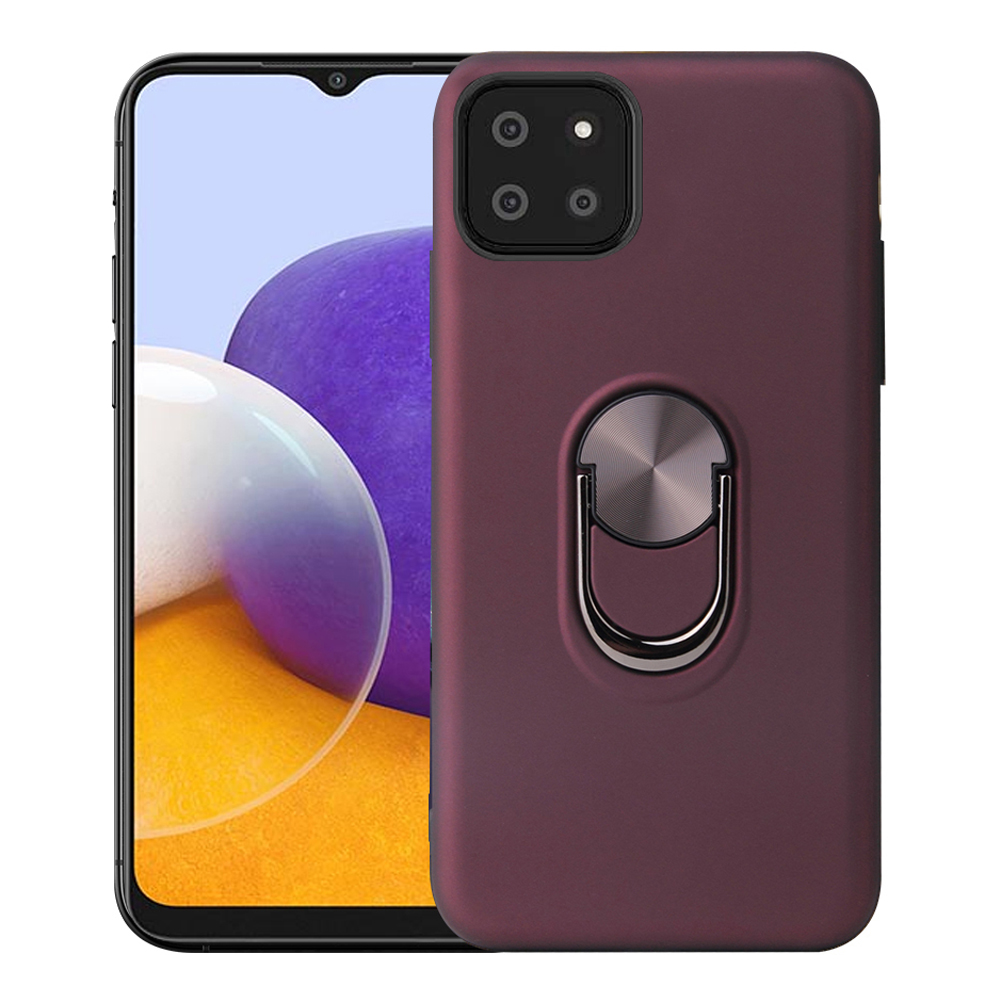 

Съемный Чехол 2-в-1 PC + TPU Combo Case с Подставкой Для Кольца Пальца Для Samsung Galaxy A22 5G (версия Eu) - Красное Вино, Galaxy A22 5G (EU Version)