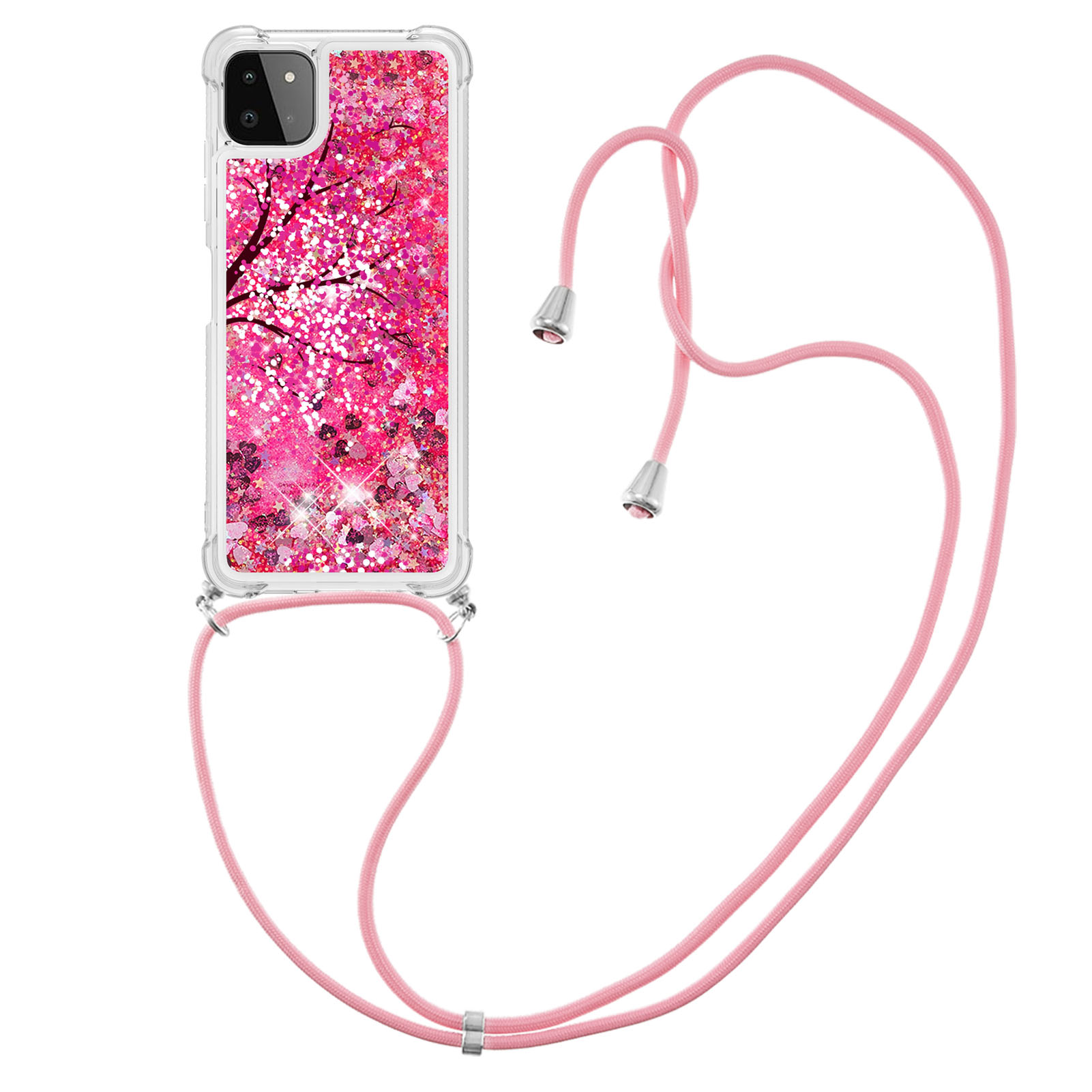 

Glitter Sequins Quicksand Pattern Printed TPU Phone Case Cover with Lanyard for Samsung Galaxy A22 5G (US Version) - Flower, Galaxy A22 5G (US Version)