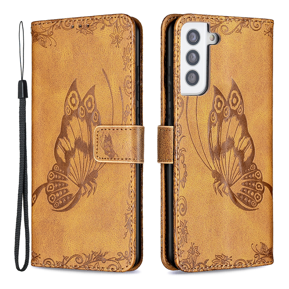 

Imprint Butterfly Flower Leather Swellet Для Samsung Galaxy S21 Плюс 5G - Коричневый, Galaxy S21+ 5G
