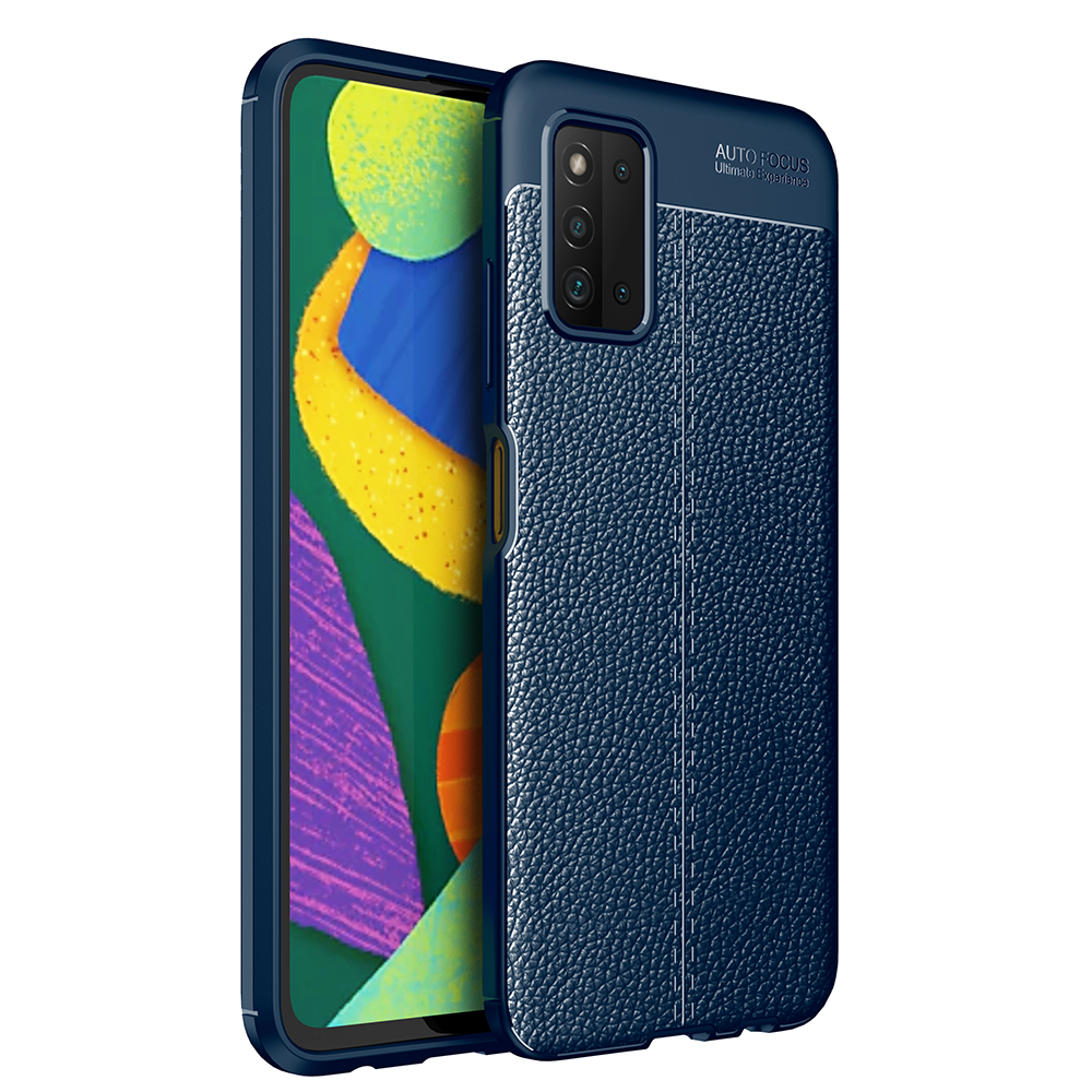 

Litchi Texture Leather Coated TPU Hybrid Mobile Phone Cover Case Protector for Samsung Galaxy F52 5G - Blue, Samsung Galaxy F52 5G