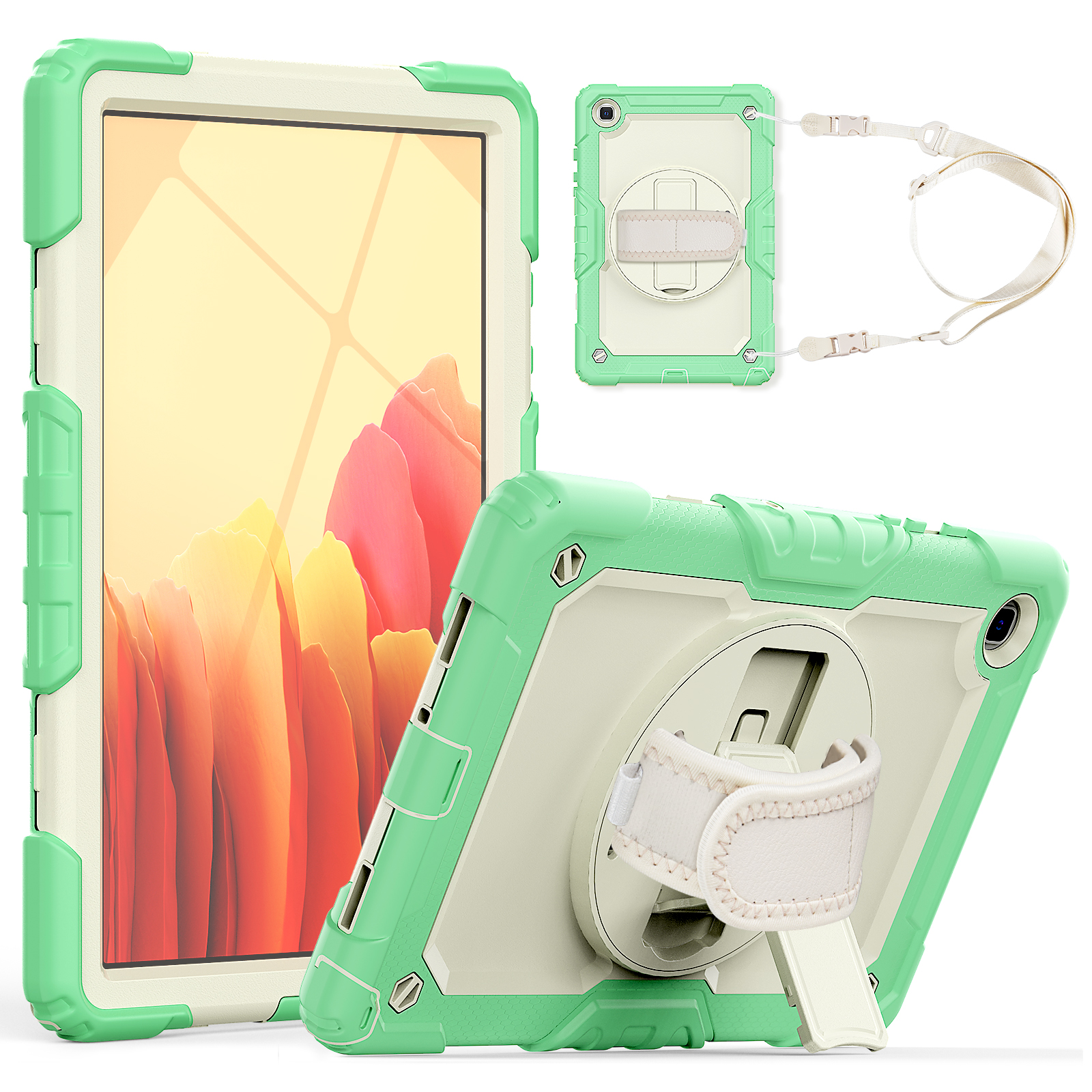 

Kickstand Design Shockproof TPU+Silicone Tablet Case Shell with PET Film Shoulder Strap for Samsung Galaxy Tab A 8.4 (2020) - Light Green, Galaxy Tab A 8.4 (2020)