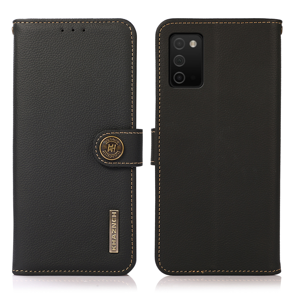 

KHAZNEH Anti-scratch Genuine Leather Wallet Phone Case with RFID Anti-theft Swiping for Samsung Galaxy A03s (166.5 x 75.98 x 9.14mm) - Black, Galaxy A03s (166.5 x 75.98 x 9.14mm)
