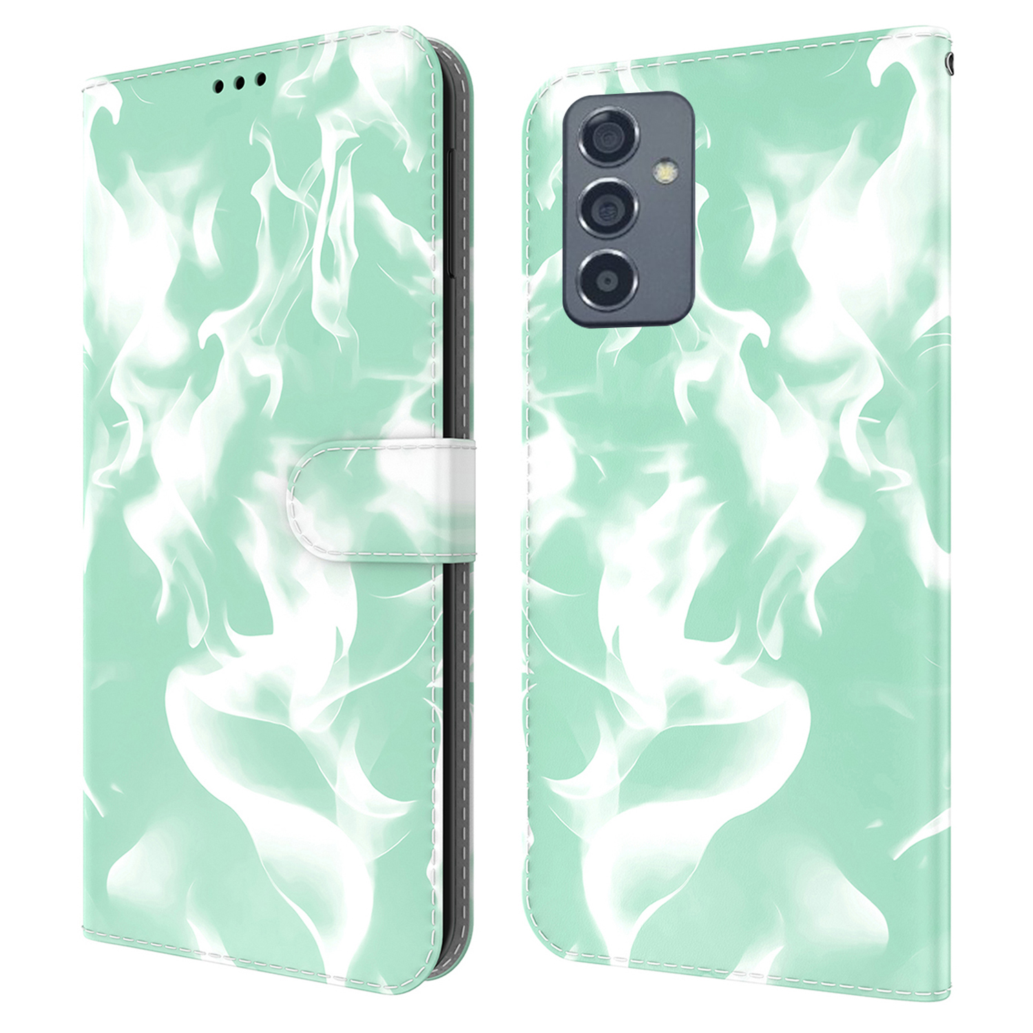 

Full Protection Fog Pattern Printing Leather Wallet Design Stand Phone Cover for Samsung Galaxy A82 5G - Green, Galaxy A82 5G