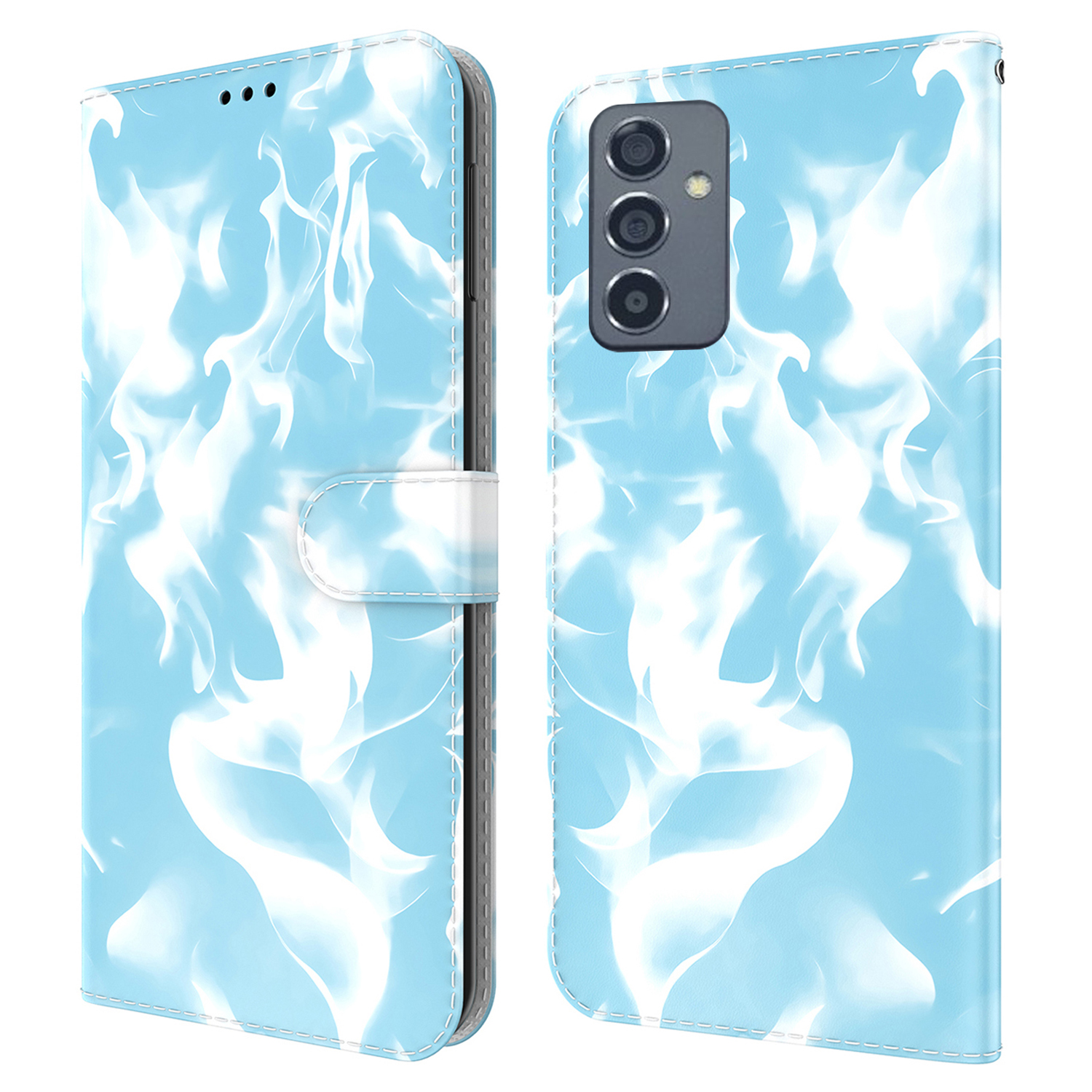 

Full Protection Fog Pattern Printing Leather Wallet Design Stand Phone Cover for Samsung Galaxy A82 5G - Blue, Galaxy A82 5G