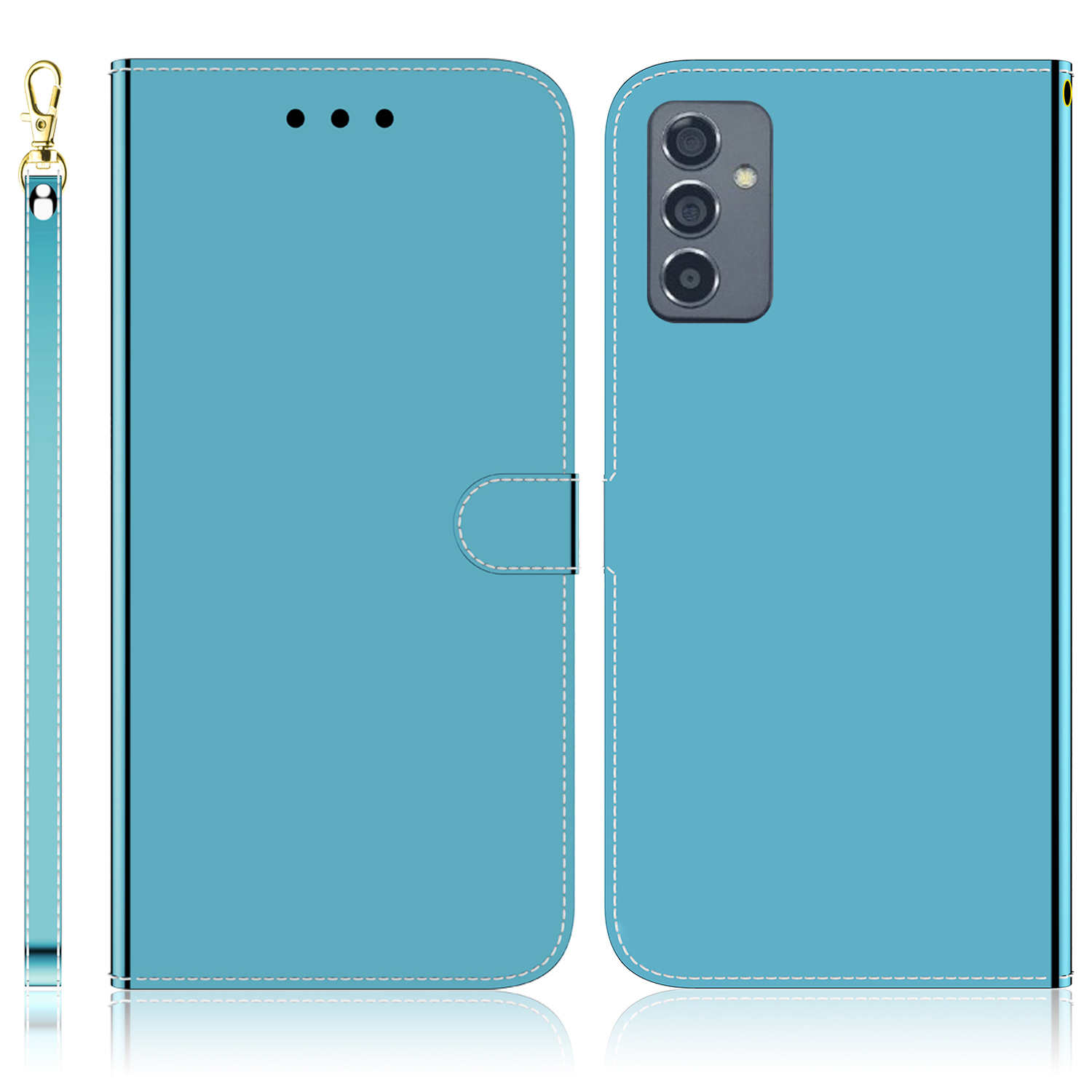 

Full Protection Mirror-like Surface Wallet Stand Leather Case for Samsung Galaxy A82 5G - Blue, Galaxy A82 5G