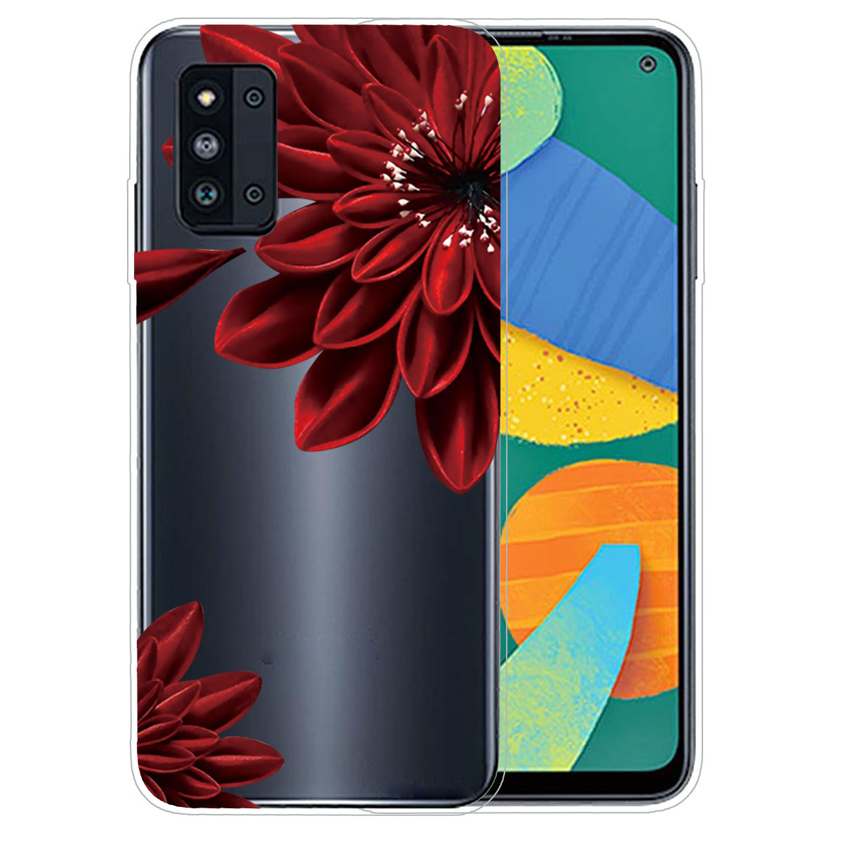 

Шаблон Печати Дизайн Мягкий TPU Чехол Для Телефона Для Samsung Galaxy F52 5G - Красный Цветок, Samsung Galaxy F52 5G