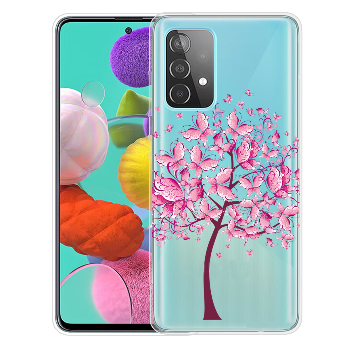 

Печать с Рисунком Мягкий Телефон TPU Для Samsung Galaxy A82 5G - Розовый Цветок, Galaxy A82 5G