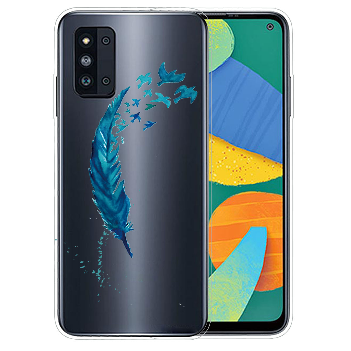 

Узорная Печать Капюрой TPU Чехол Для Samsung Galaxy F52 5G - Перо, Galaxy F52 5G