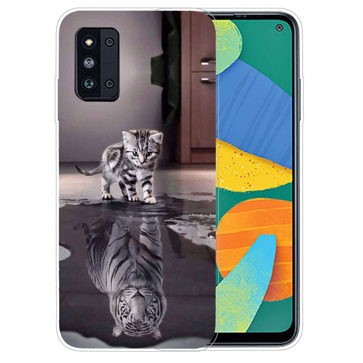 

Dropproof Pattern Printing Flexible TPU Phone Case for Samsung Galaxy F52 5G - Cute Cat, Samsung Galaxy F52 5G