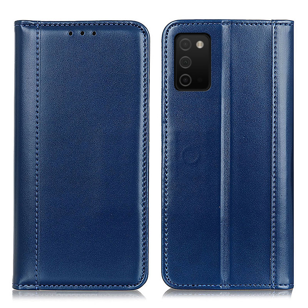 

Auto-absorbed Split Leather Folio Flip Wallet Design Phone Case for Samsung Galaxy A03s (166.5 x 75.98 x 9.14mm) - Blue, Galaxy A03s (166.5 x 75.98 x 9.14mm)