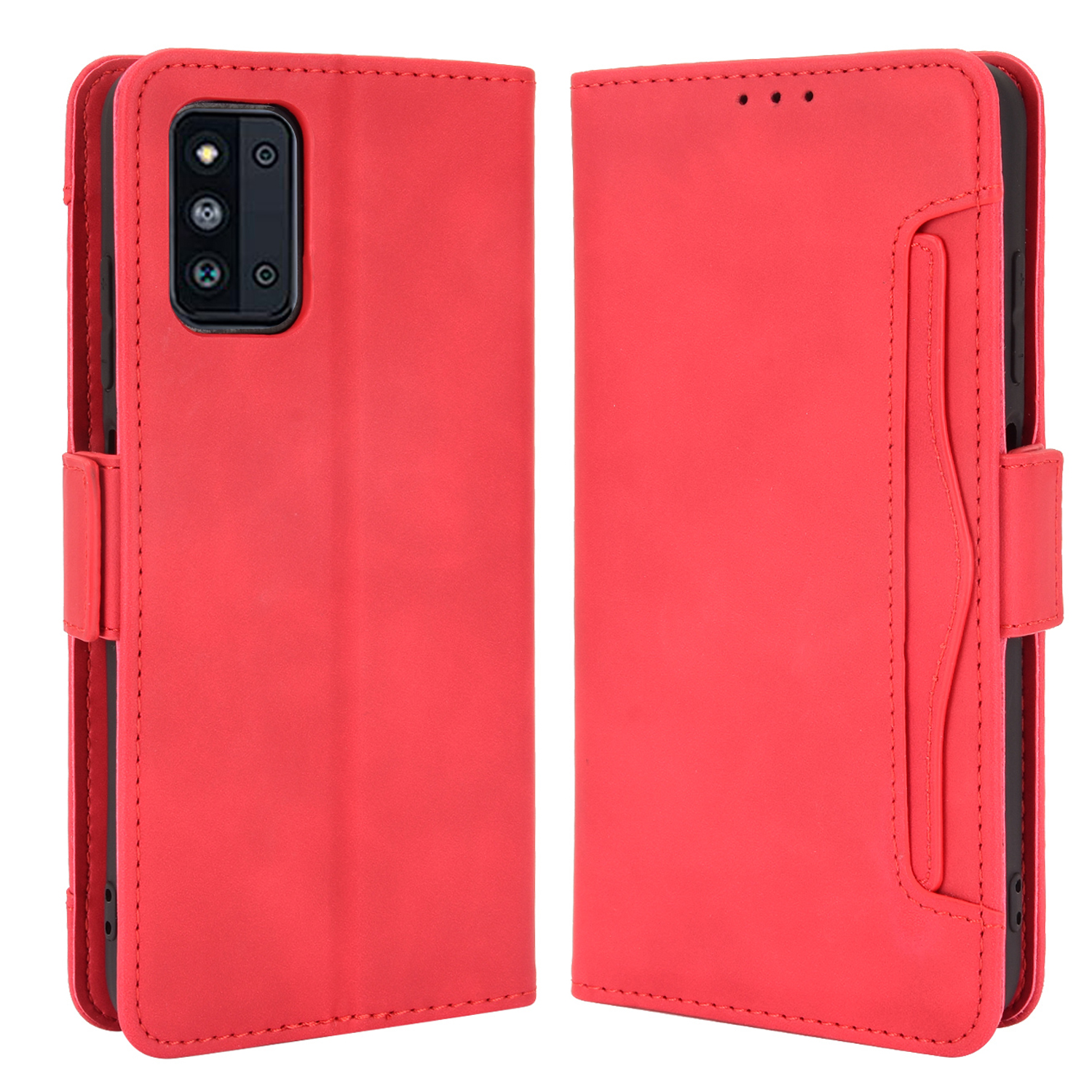 

Multiple Card Slots Design Wallet Stand Leather Protection Phone Case Shell for Samsung Galaxy F52 5G - Red, Galaxy F52 5G