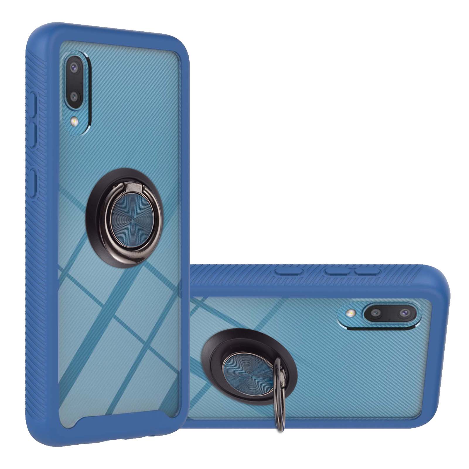 

Гибридный Корпус PC + TPU Cope Cover Shell с Кольцевой Подставкой Для Samsung Galaxy A02/M02 - Синий, Galaxy A02