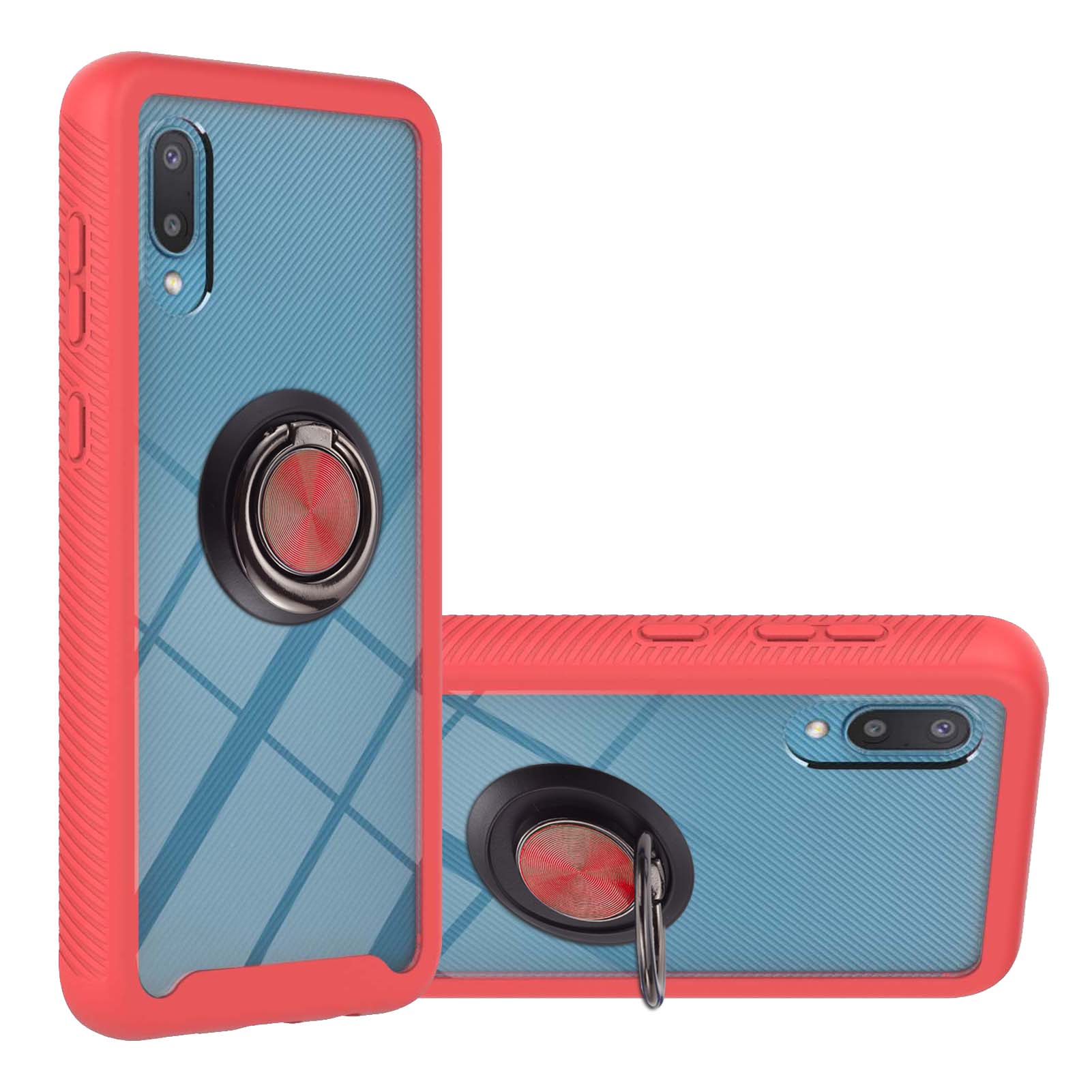 

Гибридный Корпус PC + TPU Cope Cover Shell с Кольцевой Подставкой Для Samsung Galaxy A02/M02 - Красный, Galaxy A02