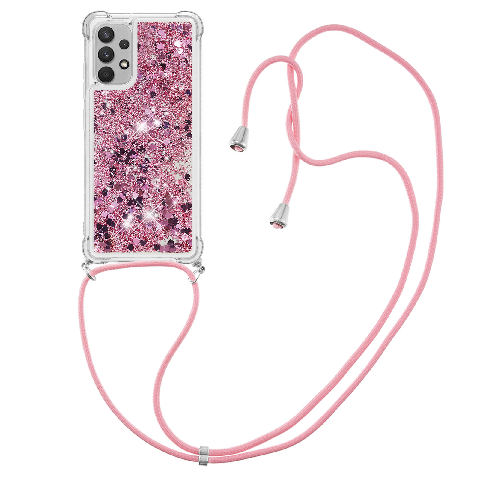 

Sparkle Floating Shiny Quicksand Pattern Printed Clear Soft TPU Shockproof Protective Thin Cover for Samsung Galaxy A32 4G (EU Version) - Rose Gold Hearts, Galaxy A32 4G (EU Version)