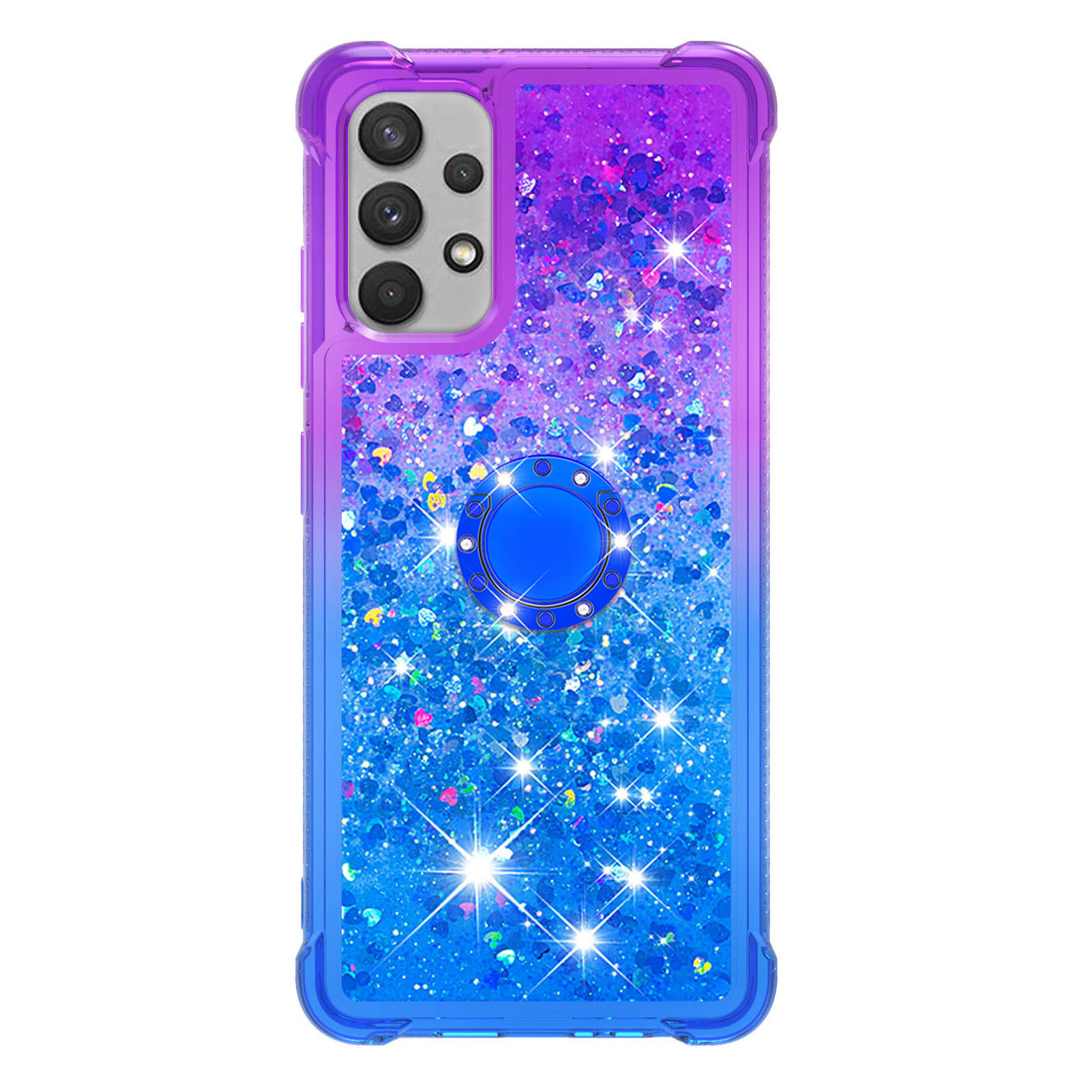 

Ring Kickstand Design Sparkle Bling Gradient Quicksand Shockproof TPU Case for Samsung Galaxy A32 4G (EU Version) - Purple/Sky Blue, Galaxy A32 4G (EU Version)