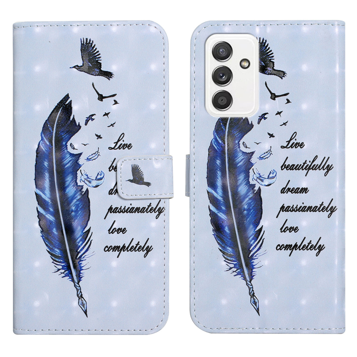 

Full-Body Protective 3D Pattern Printing Flip PU Leather Wallet Case for Samsung Galaxy A82 5G - Blue Goose Feather, Galaxy A82 5G