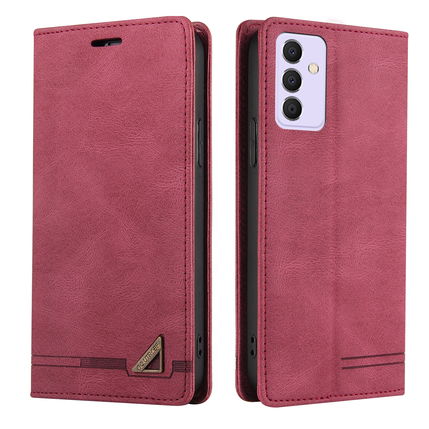 

GQ.UTROBE Skin-touch Wallet Stand Leather Phone Case with Anti-theft Swiping Design for Samsung Galaxy A82 5G - Red, Galaxy A82 5G