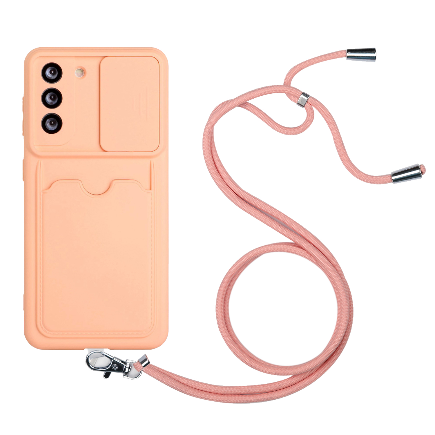 

Scratch-Resistant Soft TPU Slide Camera Lens Cover Phone Case with Lanyard for Samsung Galaxy S21+ 5G - Orange, Galaxy S21+ 5G