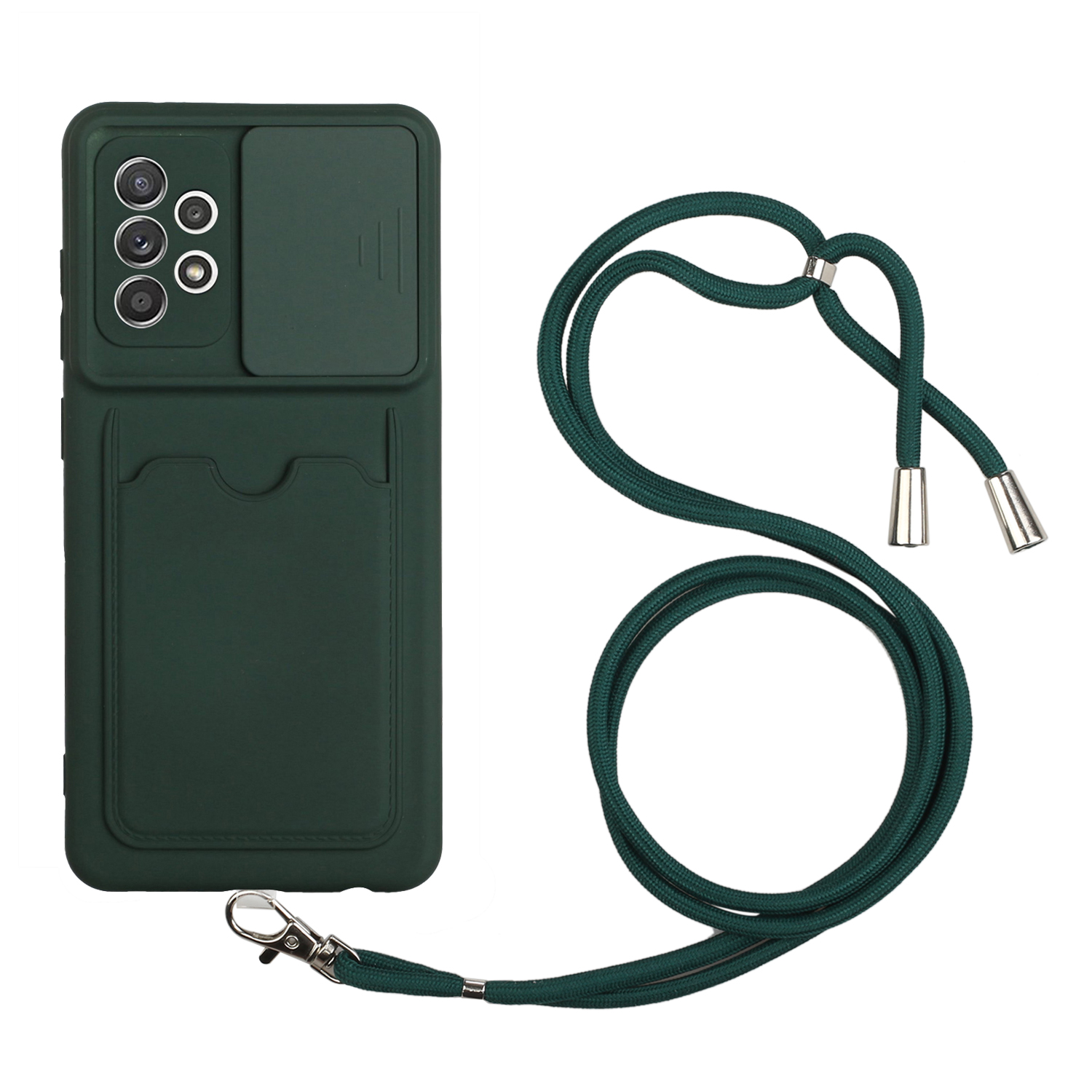 

Ультра Гибкая Slim Fit Soft TPU Защитный Чехол Для Телефона Со Слайд-камерой Крышка Объектива И Тарелка Для Samsung Galaxy A72 4G - Темно-зеленый, Galaxy A72 4G