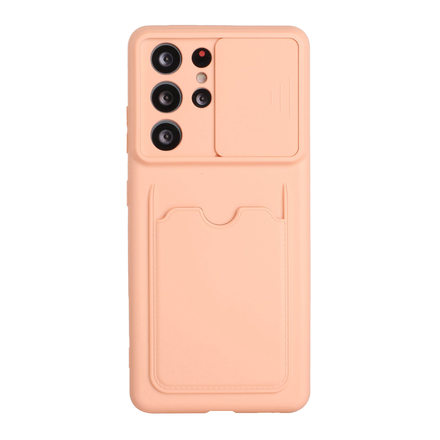 

Camera Slider Drop-proof TPU Cell Phone Cover Case with Card Holder for Samsung Galaxy S21 Ultra - Orange, Galaxy S21 Ultra 5G