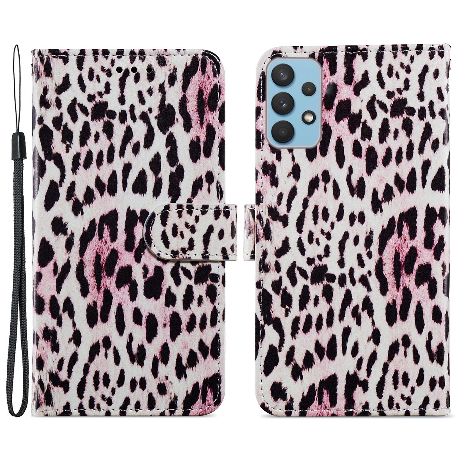 

Pattern Printing Design Premium PU Leather Wrist Strap Card Slots Stand Feature Flip Cover for Samsung Galaxy A32 4G (EU Version) - Leopard Print, Samsung Galaxy A32 4G (EU Version)