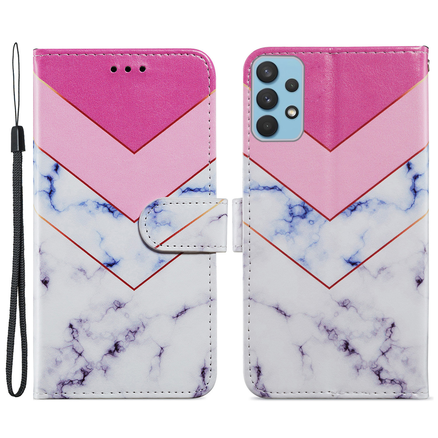 

Pattern Printing Design Premium PU Leather Wrist Strap Card Slots Stand Feature Flip Cover for Samsung Galaxy A32 4G (EU Version) - Smoke Marble, Samsung Galaxy A32 4G (EU Version)