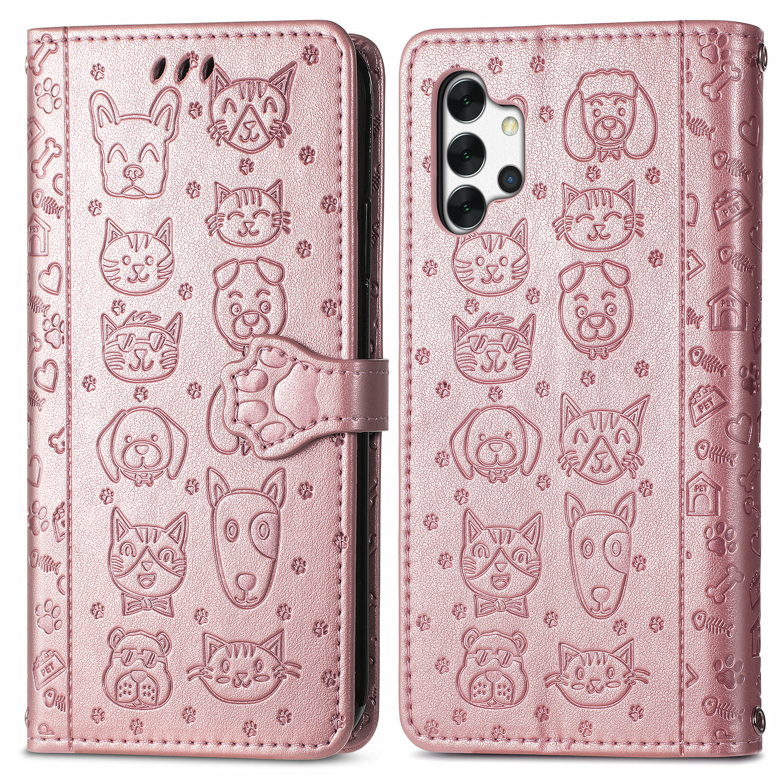 

Imprinting Cat Dog Pattern Design Magnetic Leather Protective Stand Case for Samsung Galaxy A32 5G/M32 5G - Rose Gold, Galaxy A32 5G