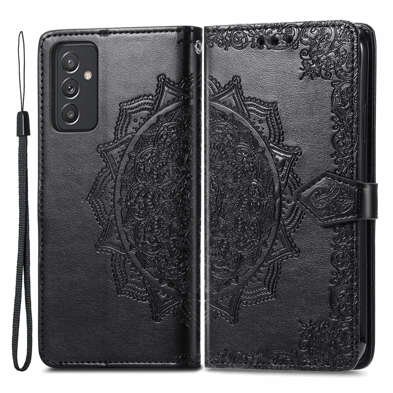 

Mandala Flower Embossment Wallet Design Full Protection PU Leather Stand Case for Samsung Galaxy A82 5G - Black, Galaxy A82 5G