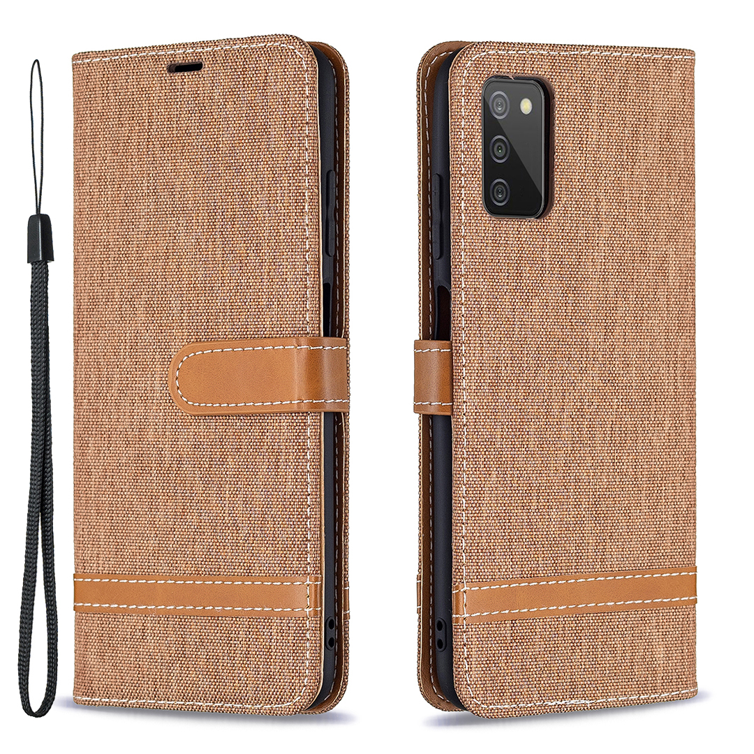 

Color Splicing Jeans Cloth Coated Leather Wallet Stand Phone Case for Samsung Galaxy A03s (166.5 x 75.98 x 9.14mm) - Brown, Samsung Galaxy A03s (166.5 x 75.98 x 9.14mm)
