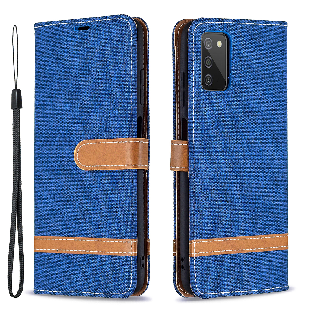 

Color Splicing Jeans Cloth Coated Leather Wallet Stand Phone Case for Samsung Galaxy A03s (166.5 x 75.98 x 9.14mm) - Baby Blue, Samsung Galaxy A03s (166.5 x 75.98 x 9.14mm)