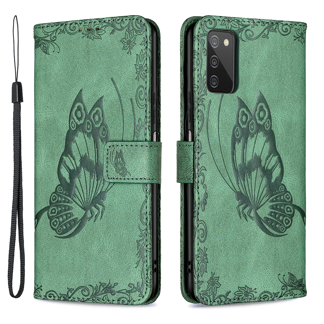 

Imprint Butterfly Flower Leather Wallet Shell Для Мобильного Телефона Для Samsung Galaxy A03s (166,5 x 75,98 x 9,14 Мм) - Зеленый, Samsung Galaxy A03s (166.5 x 75.98 x 9.14mm)