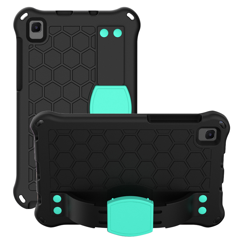 

Honeycomb Texture EVA Dropproof Handle Kickstand Protective Cover for Samsung Galaxy Tab A 8.0 (2019) with S Pen SM-P200 - Black/Cyan, Galaxy Tab A 8.0 (2019) with S Pen P200