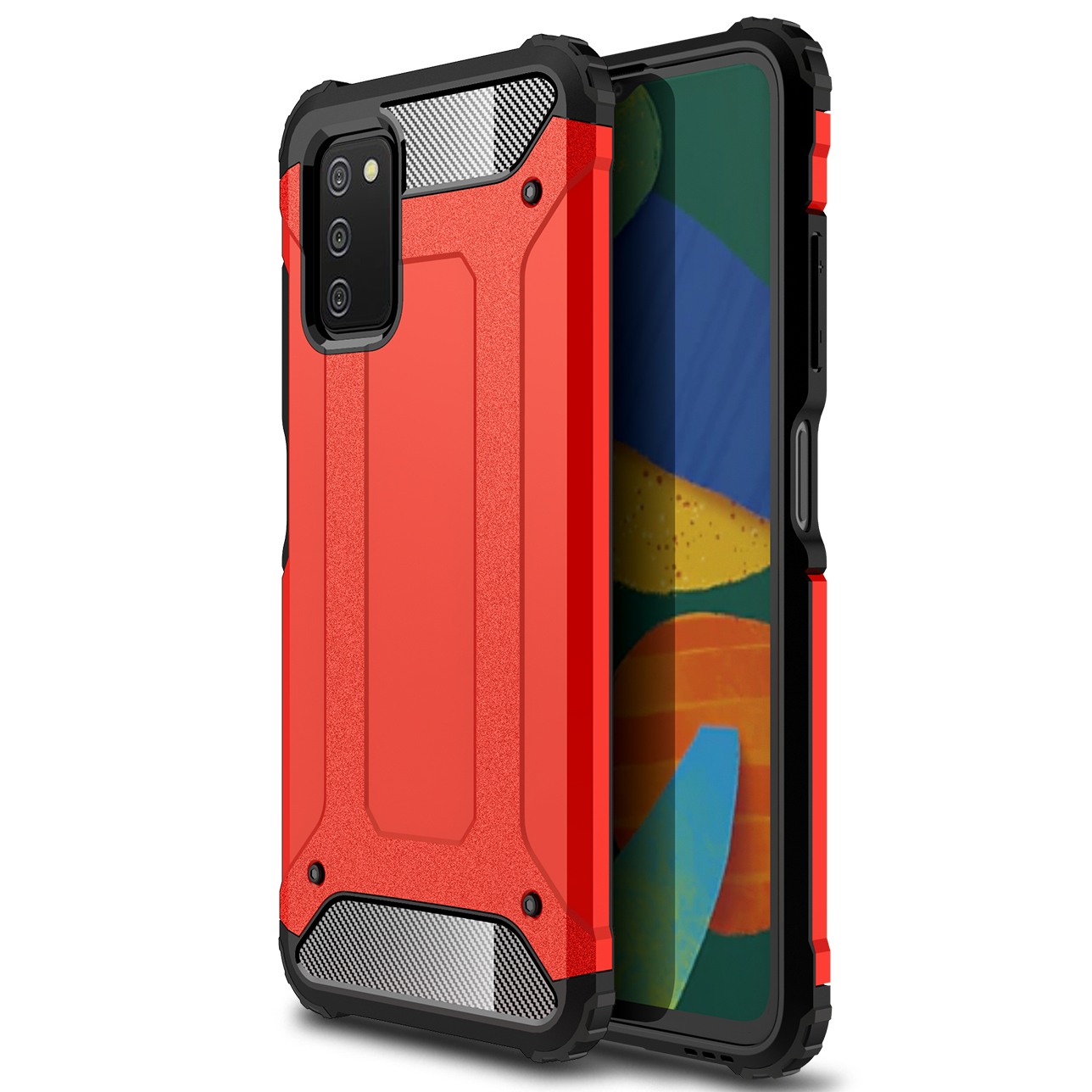 

Plastic + TPU Combo Armor Guard Mobile Phone Case for Samsung Galaxy A03s (164.2 x 75.9 x 9.1mm) - Red