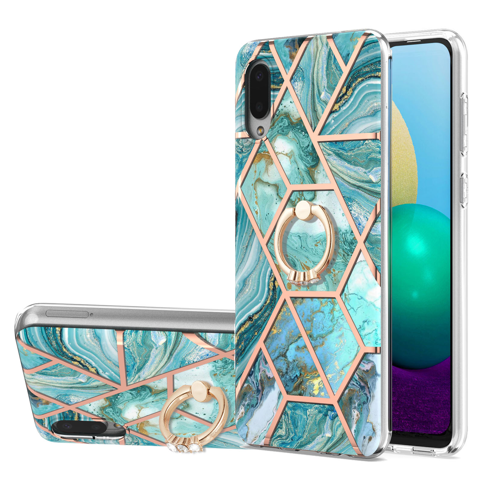 

Кольцо Пальца Kickstand Imd Iml Перекрывающееся Мраморное Шаблон TPU (2,0 Мм) Для Samsung Galaxy A02/M02 - Синий, Galaxy A02