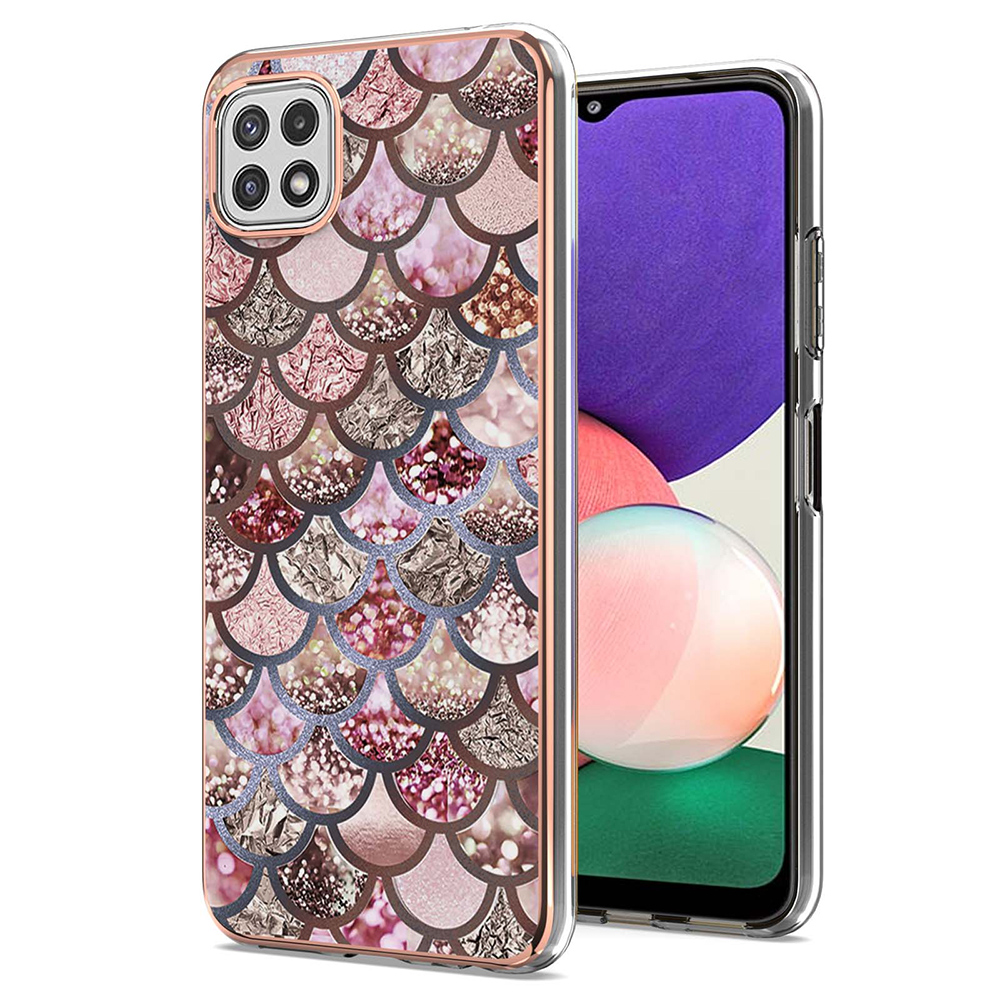 

A Series Full Protection with Electroplating Frame Anti-Drop Back Phone Shell Cover for Samsung Galaxy A22 5G (US Version) - Pink Scales, Galaxy A22 5G (US Version)