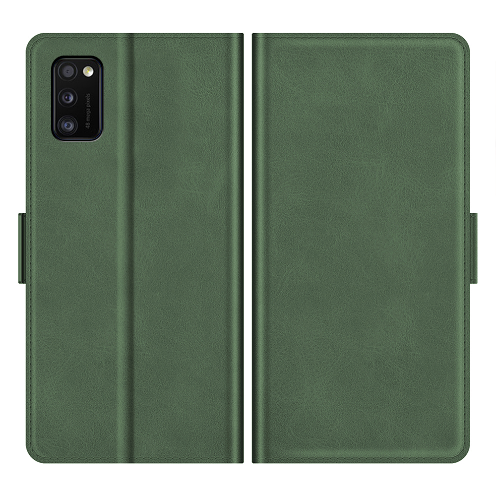 

Wallet Design Dual Magnetic Clasp PU Leather Phone Stand Case Shell for Samsung Galaxy A41 (Global Version) - Blackish Green, Galaxy A41 (Global Version)