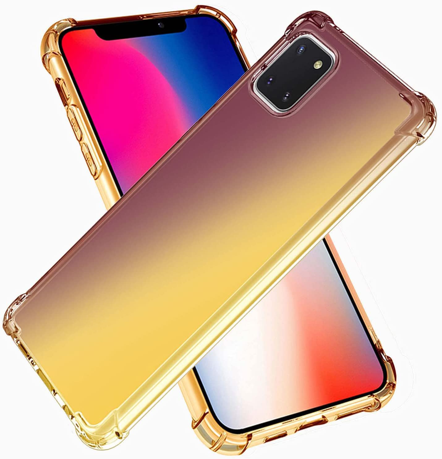 

Color Gradient Four Corner Drop-resistant Phone TPU Cover Shell for Samsung Galaxy A22 5G (EU Version) - Black/Gold, Galaxy A22 5G (EU Version)