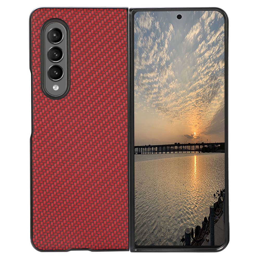 

Телефон Из Углеродного Волокна Кожаный Чехол Для Кожи Задняя Крышка Для Samsung Galaxy Z Fold3 5G - Красный, Galaxy Z Fold3 5G
