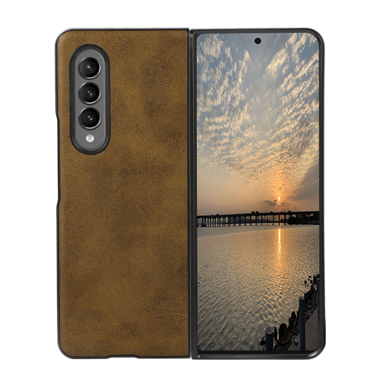 

Leather Coated Phone Cover Case for Samsung Galaxy Z Fold3 5G - Green, Other Samsung Models