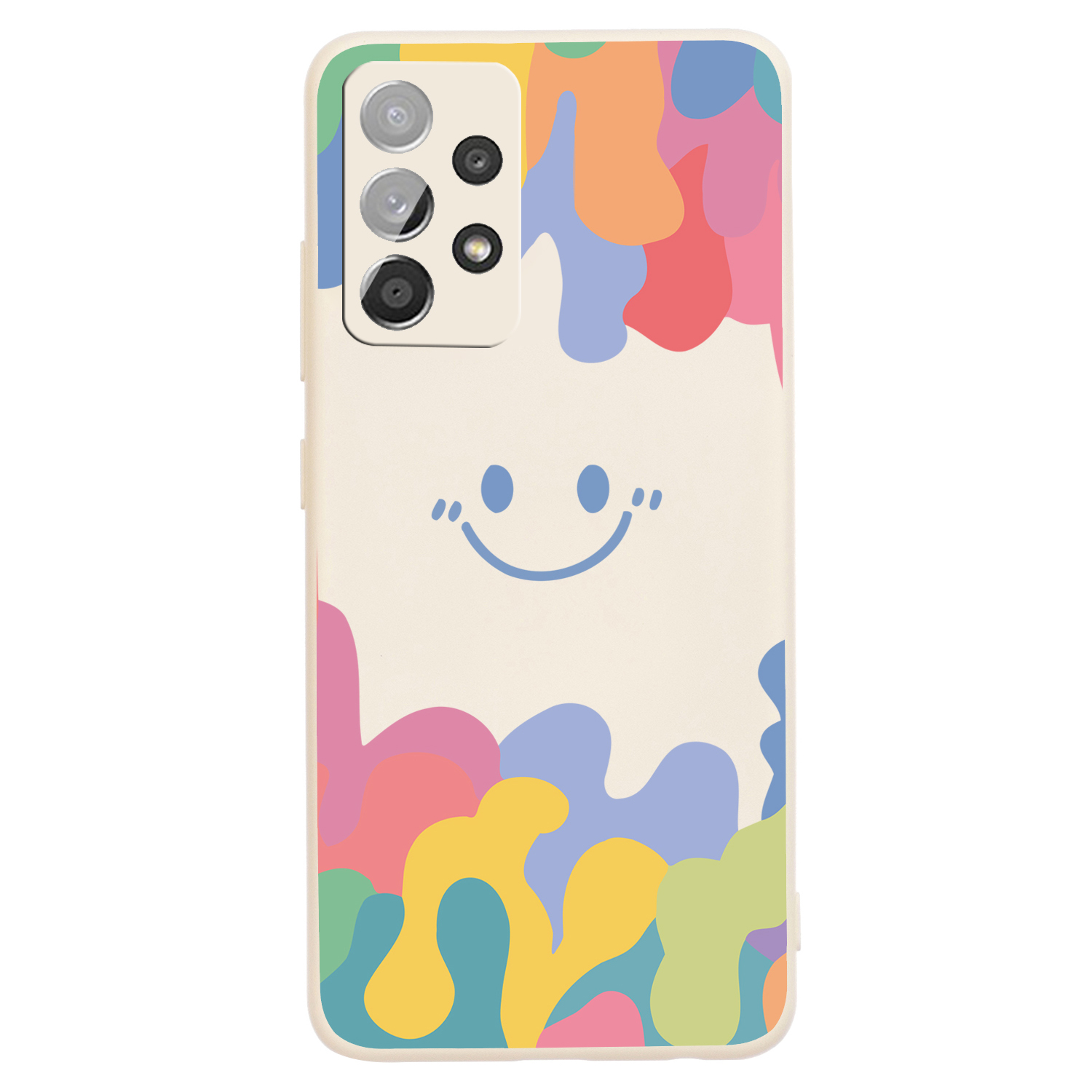 

Well-Protected Liquid Silicone Smiling Face Pattern Printing Phone Cover Shell for Samsung Galaxy A72 4G/5G - Beige, Galaxy A72 4G