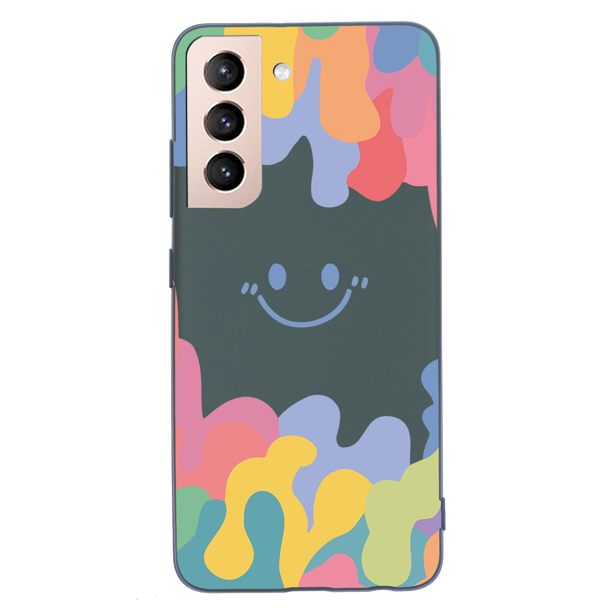 

Smiling Face Pattern Printing Well-Protected Liquid Silicone Phone Cover Shell for Samsung Galaxy S21 FE - Blackish Green, Galaxy S21 FE 5G
