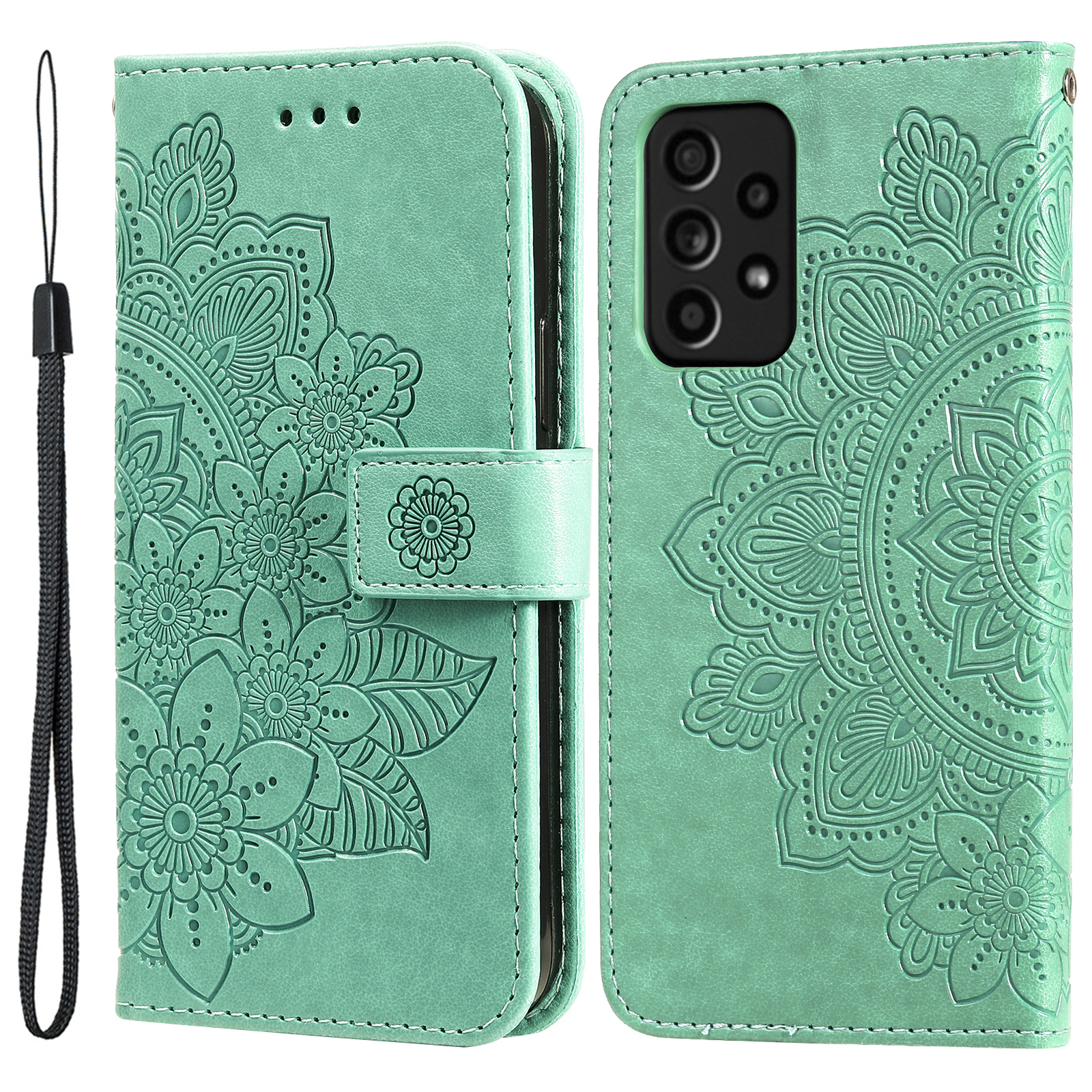 

Отпечатки Цветов Рисунок PU / A52s 5G - Зеленый, Galaxy A52 5G