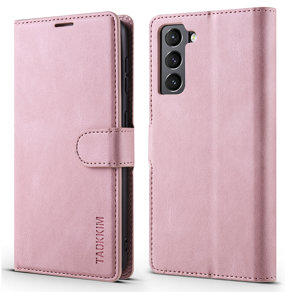 

Taokkim Wallet Кожаный Чехол Для Мобильного Телефона с Подставкой Для Samsung Galaxy S21 5G/4G - Розовый, Galaxy S21 5G
