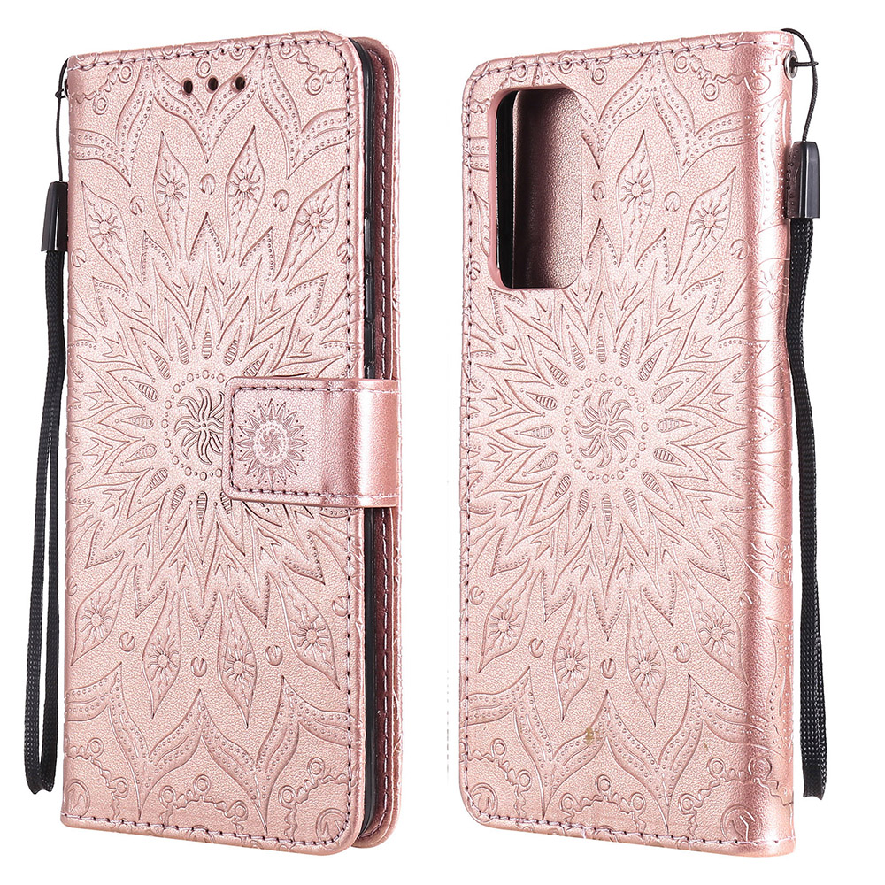 

Flower Pattern Imprinting PU Leather Wallet Stand Phone Cover for Samsung Galaxy A82 5G - Rose Gold, Galaxy A82 5G