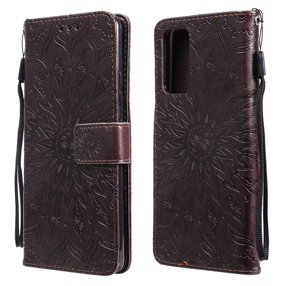 

Flower Pattern Imprinting PU Leather Wallet Stand Phone Cover for Samsung Galaxy A82 5G - Brown, Galaxy A82 5G