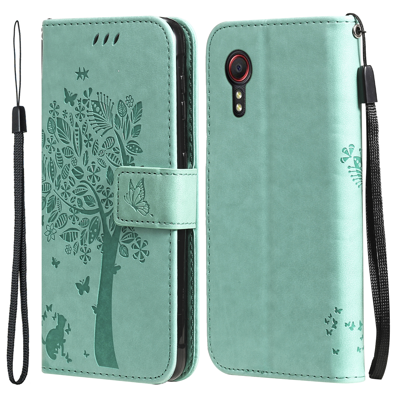 

KT Implinting Flower Series-3 Отпечатанные Кошачьи Кошачьи Кожи Кожи TPU Case Card с Kickstand Для Samsung Galaxy Xcover 5 - Зеленый, Galaxy Xcover 5